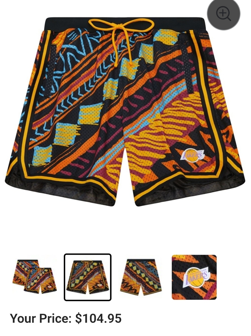 NBA HARDWOOD CLASSICS Mitchell & NESS Lakers Game Day Tribal Pattern Shorts -XXL - Picture 5 of 15